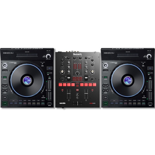 Denon LC6000 Prime Controllers (Pair) + Numark Scratch Mixer Bundle Deal Inc. Serato DJ Pro