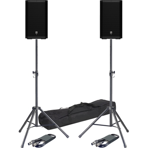 Electro-Voice ZLXG2 12P, Active PA Speakers + Stands & Leads Bundle