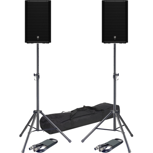 Electro-Voice ZLXG2 15P, Active PA Speakers + Stands & Leads Bundle