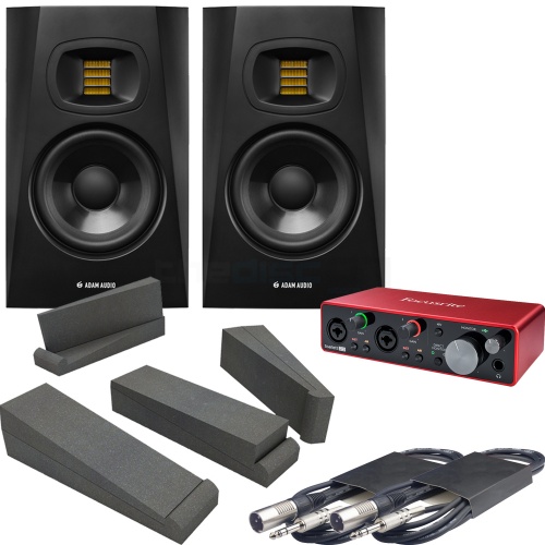 Adam Audio T5V (Pair) + Focusrite Scarlett 2i2 3rd Gen, Pads & Leads