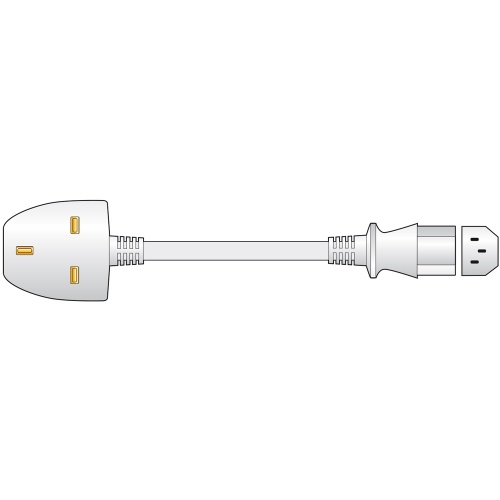 Mercury 10A UK Plug IEC C13 White Mains Power Kettle Lead 2 Metre (114.017UK)