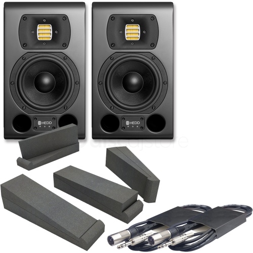 HEDD Type 05 MK2 Black Studio Monitors (Pair) + Pads & Leads Bundle