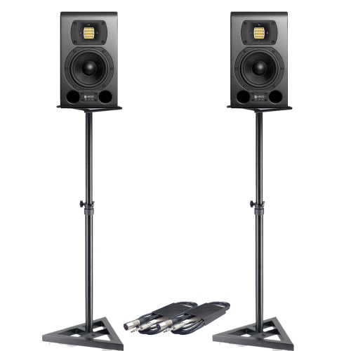 HEDD Type 05 MK2 Black Studio Monitors (Pair) + Stands & Leads Bundle