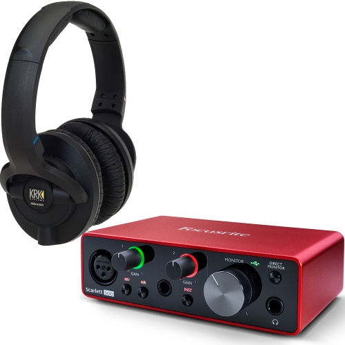 KRK KNS6400 Studio Headphones & Focusrite Scarlett Solo (G3) Audio Interface Bundle