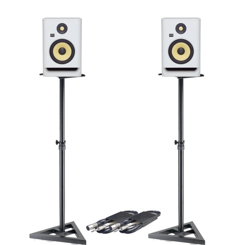 KRK Rokit RP5 G4 White Noise (Pair) + Monitor Stands + Leads Bundle