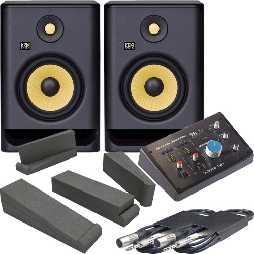 KRK Rokit RP7 G4 (Pair) + SSL 2+ Audio Interface , Pads & Leads Bundle