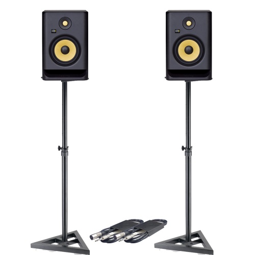 KRK Rokit RP7 G4 (Pair) + Monitor Stands + Leads Bundle