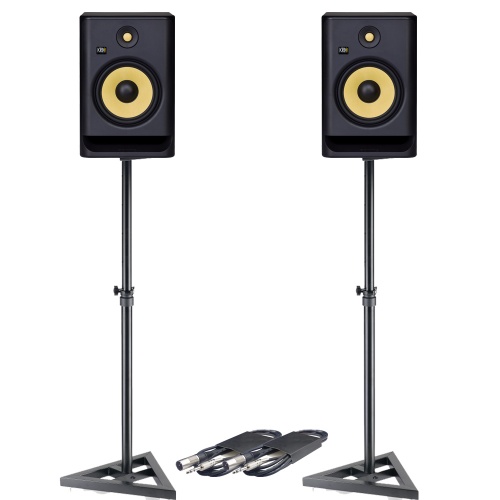 KRK Rokit RP8 G4 (Pair) + Monitor Stands + Leads Bundle