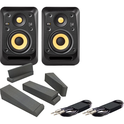 KRK V4-S4 Active Studio Monitors + Isolation Pads + Leads Bundle