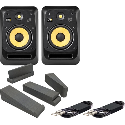 KRK V8-S4 Active Studio Monitors + Isolation Pads + Leads Bundle