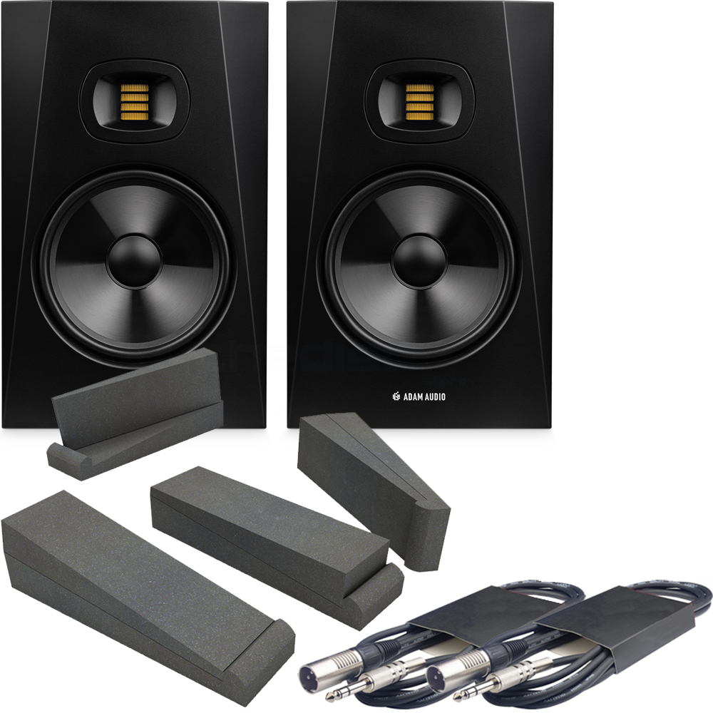 Adam Audio T8V Active Studio Monitors + Foam Pads & Leads Bundle