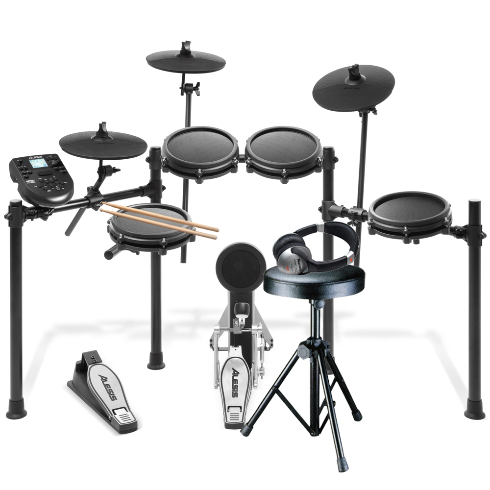 Alesis Nitro Mesh Electro Drum Kit, Stool, Sticks, Pedals & Headphones