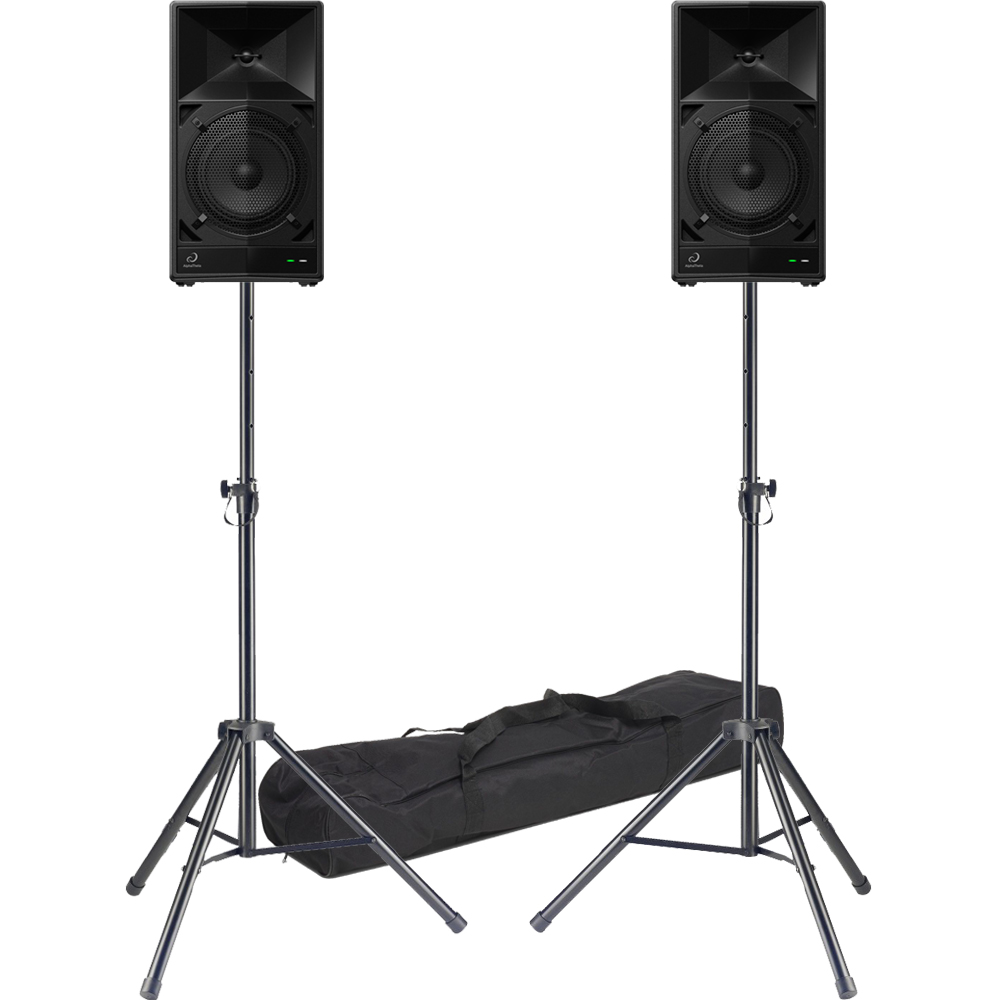 AlphaTheta 2x Wave-Eight, 8'' DJ Speakers + Tripod Stands Bundle
