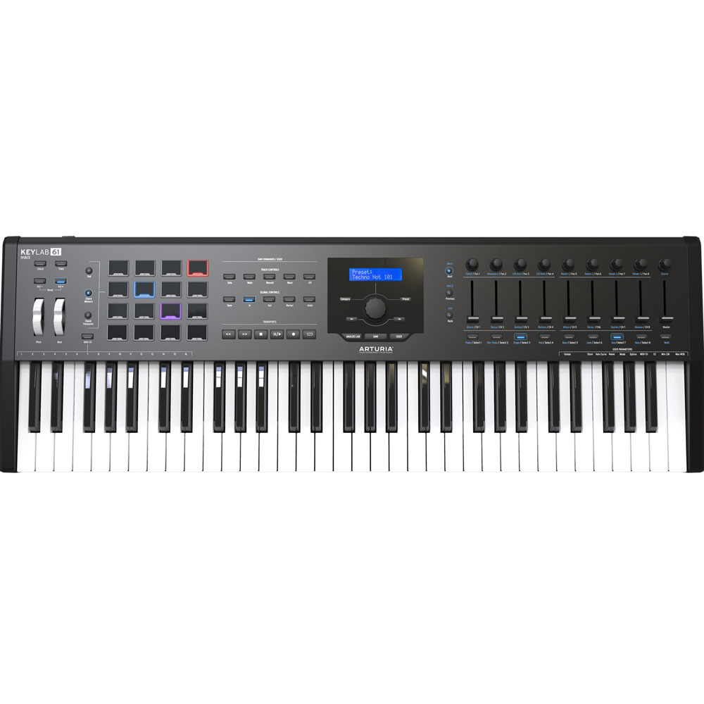 Arturia KeyLab 61 MK2 Midi Controller Keyboard, Black
