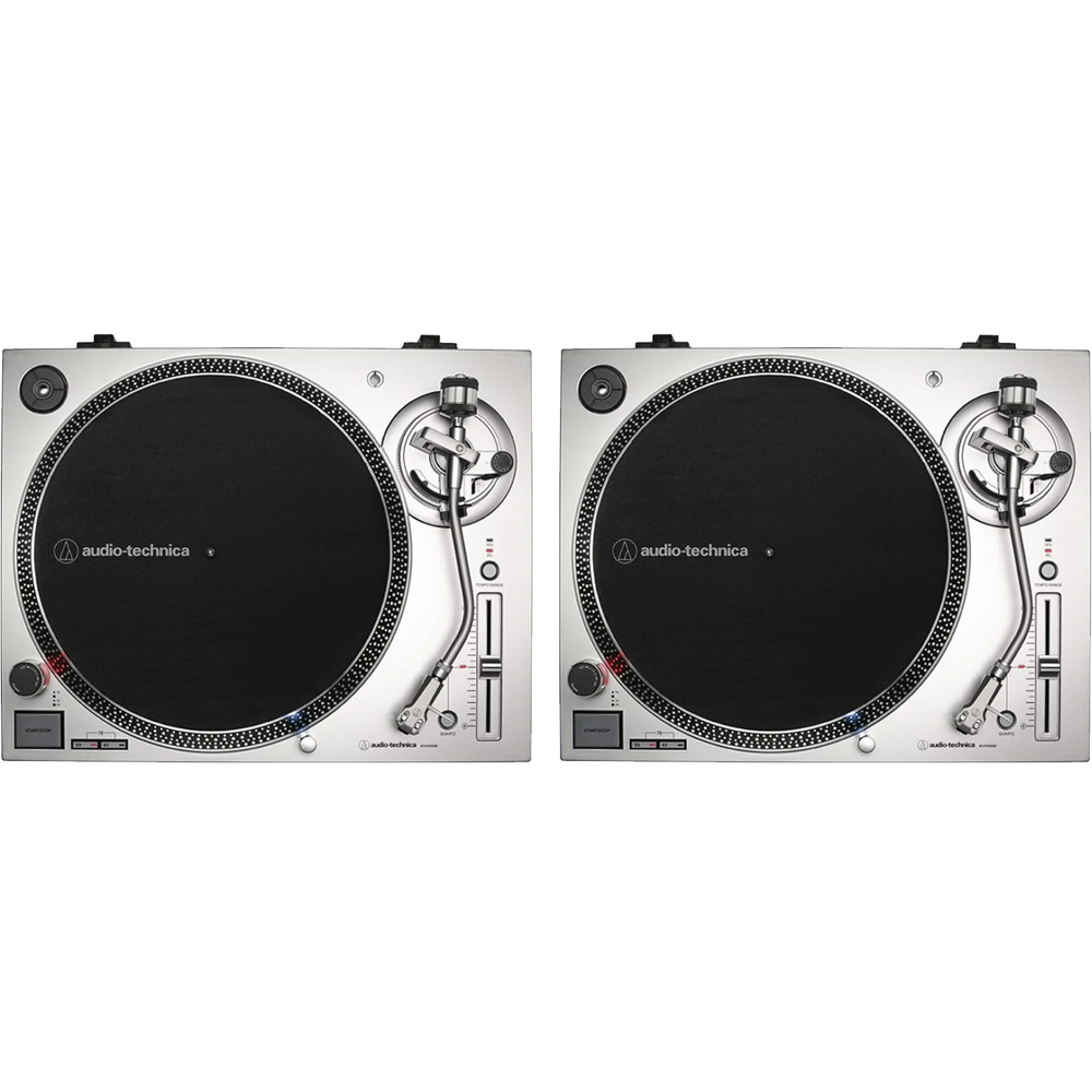 Audio Technica AT-LP120XUSB Silver, Direct Drive DJ Turntables (Pair)