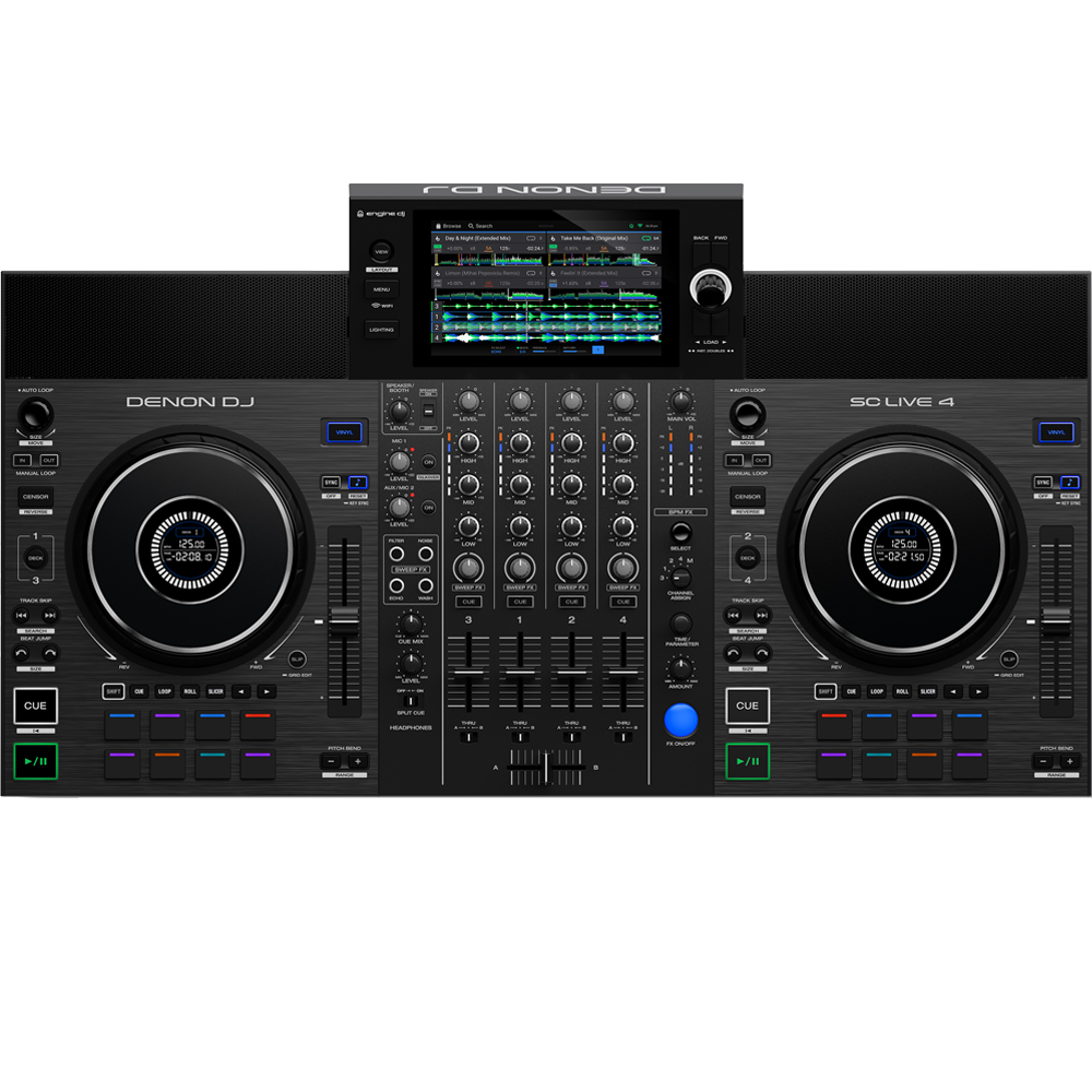Denon DJ SC LIVE 4, Standalone DJ Controller with Built-In Speakers & Amazon Music Streaming
