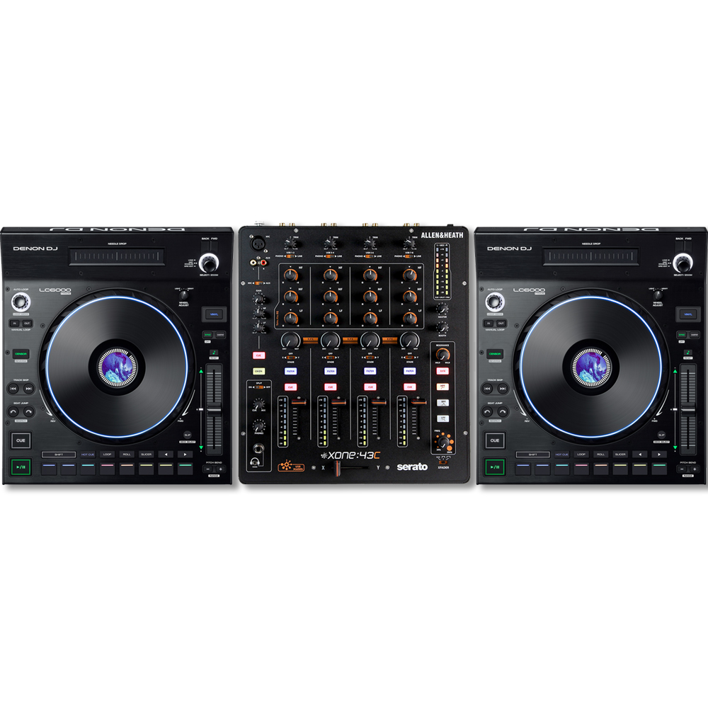 Denon LC6000 Prime Controllers (Pair) + Allen & Heath Xone 43C Mixer Bundle Deal Inc. Serato DJ Pro