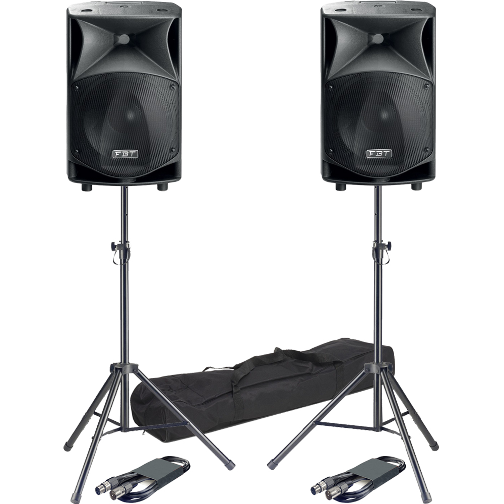 FBT JMaxX 114A, Active PA Speakers + Stands & Leads Bundle