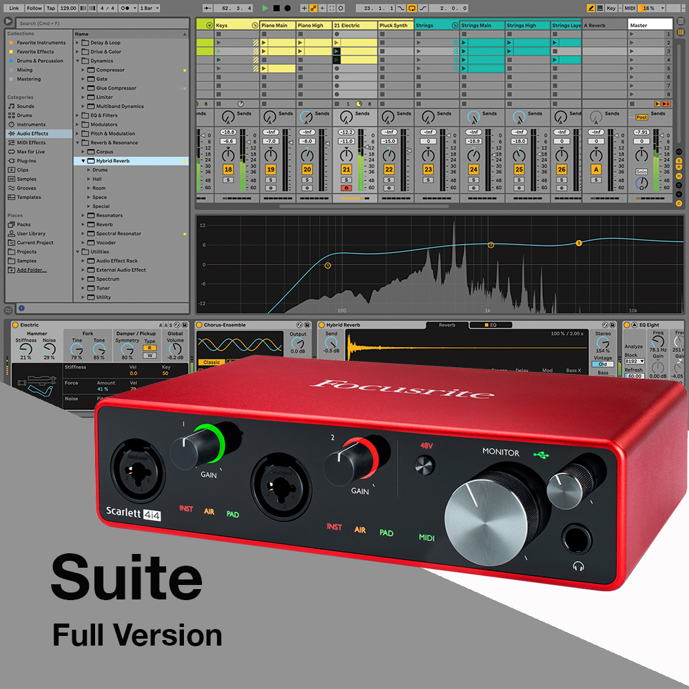 Focusrite Scarlett 4i4 (G3) USB Audio Interface + Ableton Live 11 Suite