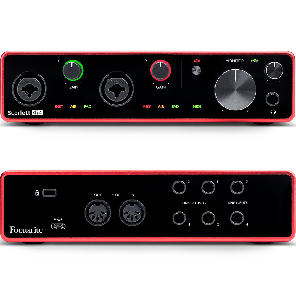 Focusrite Scarlett 4i4 (G3) USB Audio Interface Free Plugin Bundle The  Disc DJ Store