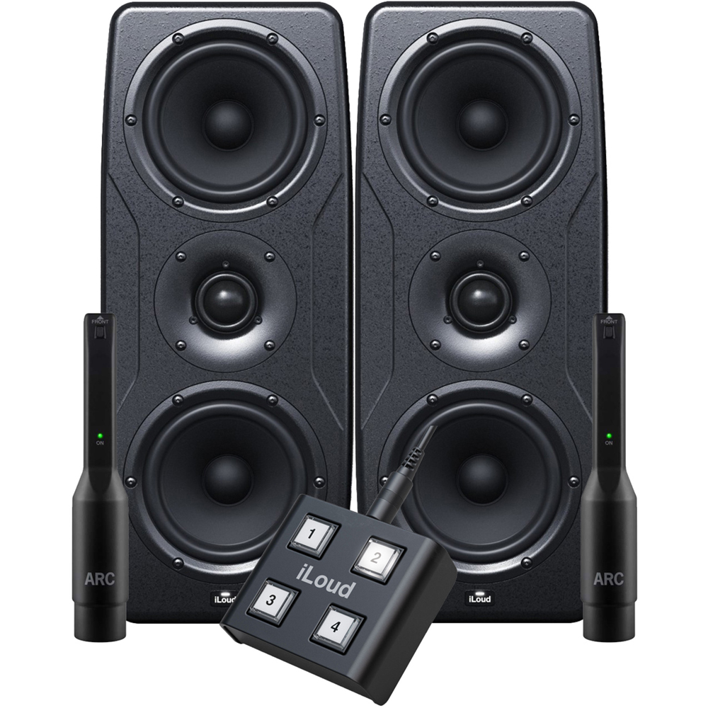 IK Multimedia iLoud Precision MTM, Active Studio Monitors (Pair) + ARC Measurement Microphones & FREE Remote Control