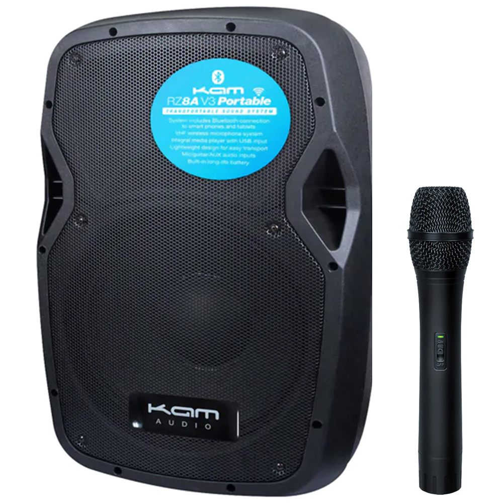 KAM RZ8AP, Portable 8'' Speaker with Bluetooth & Microphone (Single)