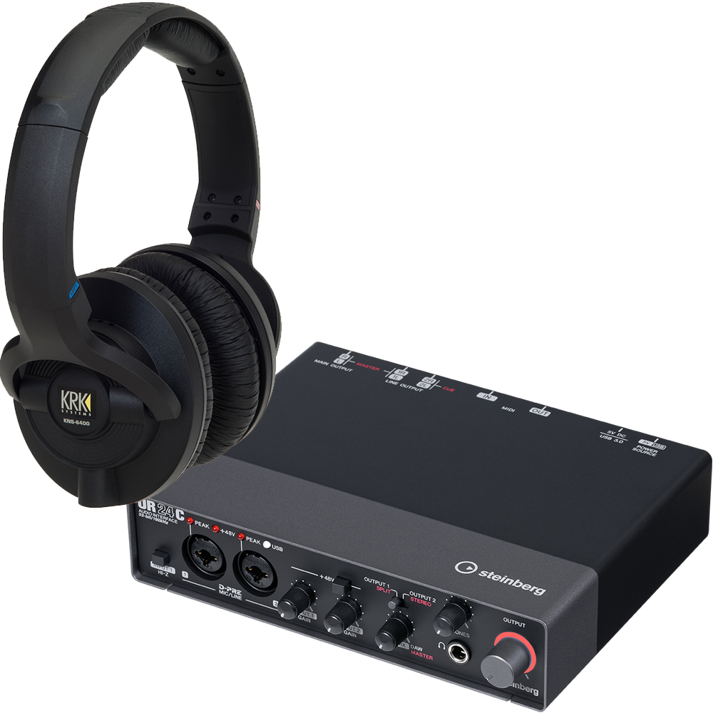 KRK KNS6400 Studio Headphones & Steinberg UR24C Audio Interface Bundle