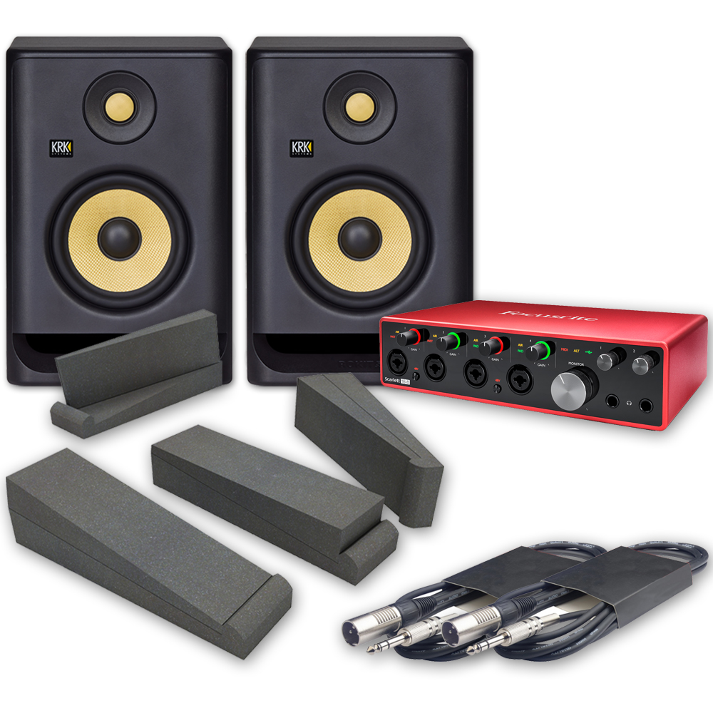 KRK Rokit 5, Scarlett 18i8 Home Recording Studio Bundle - The Disc