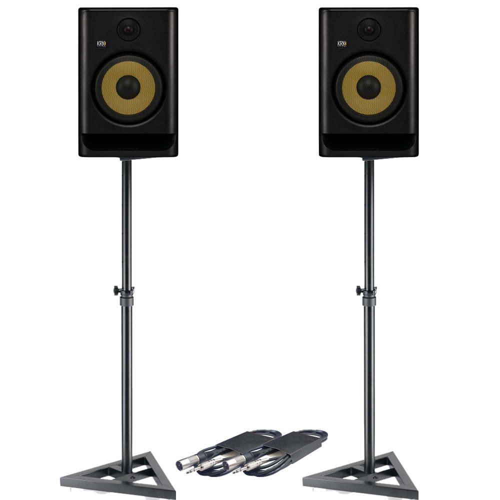 KRK Rokit RP8 G5 (Pair) + Monitor Stands + Leads Bundle