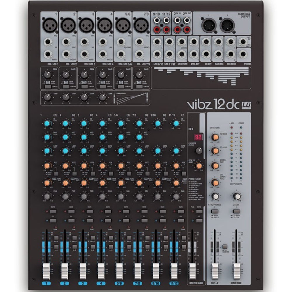 LD Systems VIBZ 12 DC, 12 Channel Mixing Console with DFX and Compressor