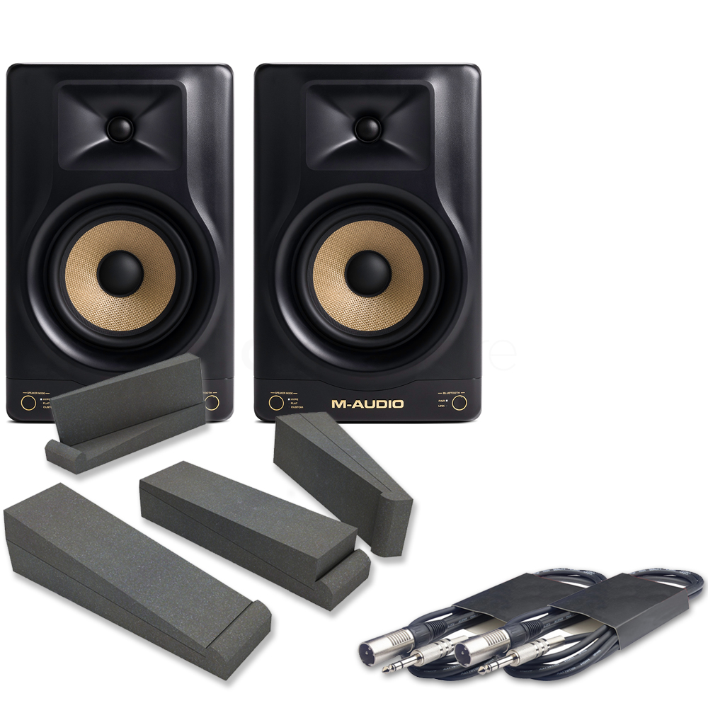 M-Audio Forty Sixty, 6.5" Active Studio Monitors with Bluetooth + Isolation Pads & Leads Bundle