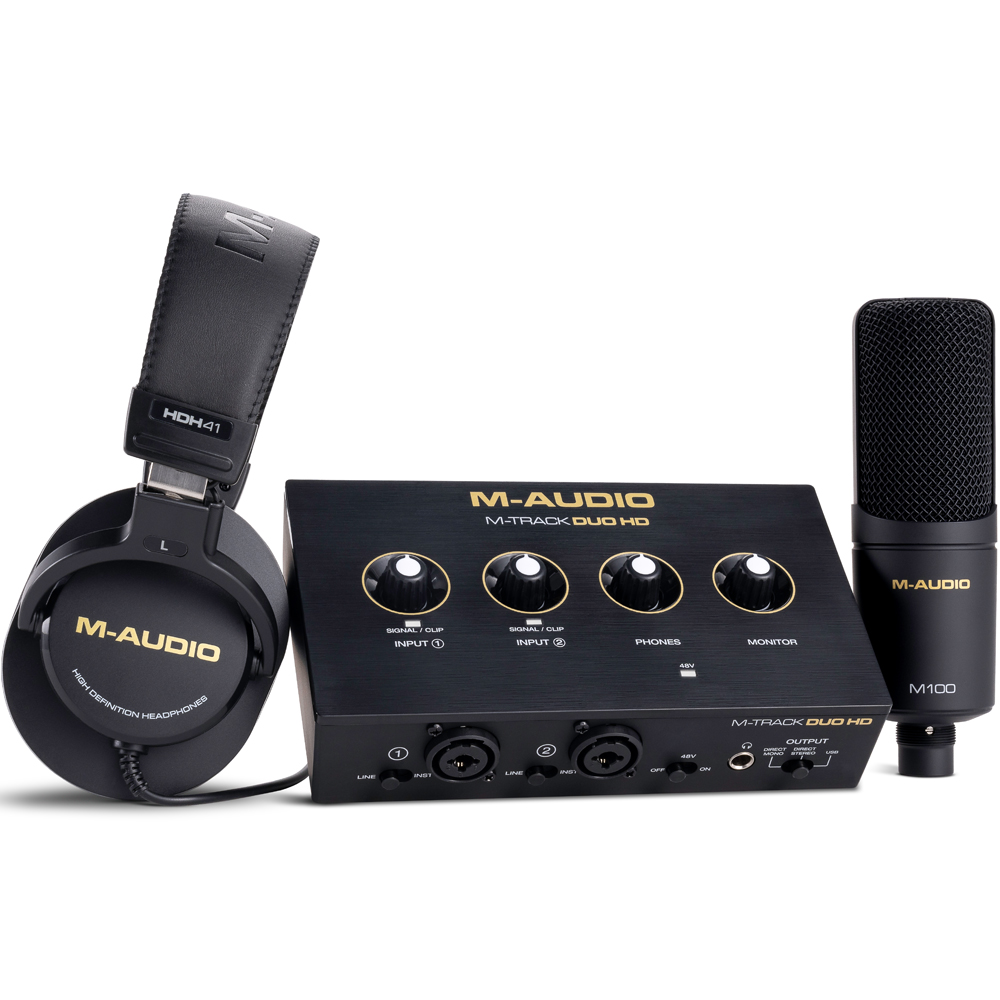 M-Audio M-Track Duo HD Producer Pack, Audio Interface + Microphone & Headphones