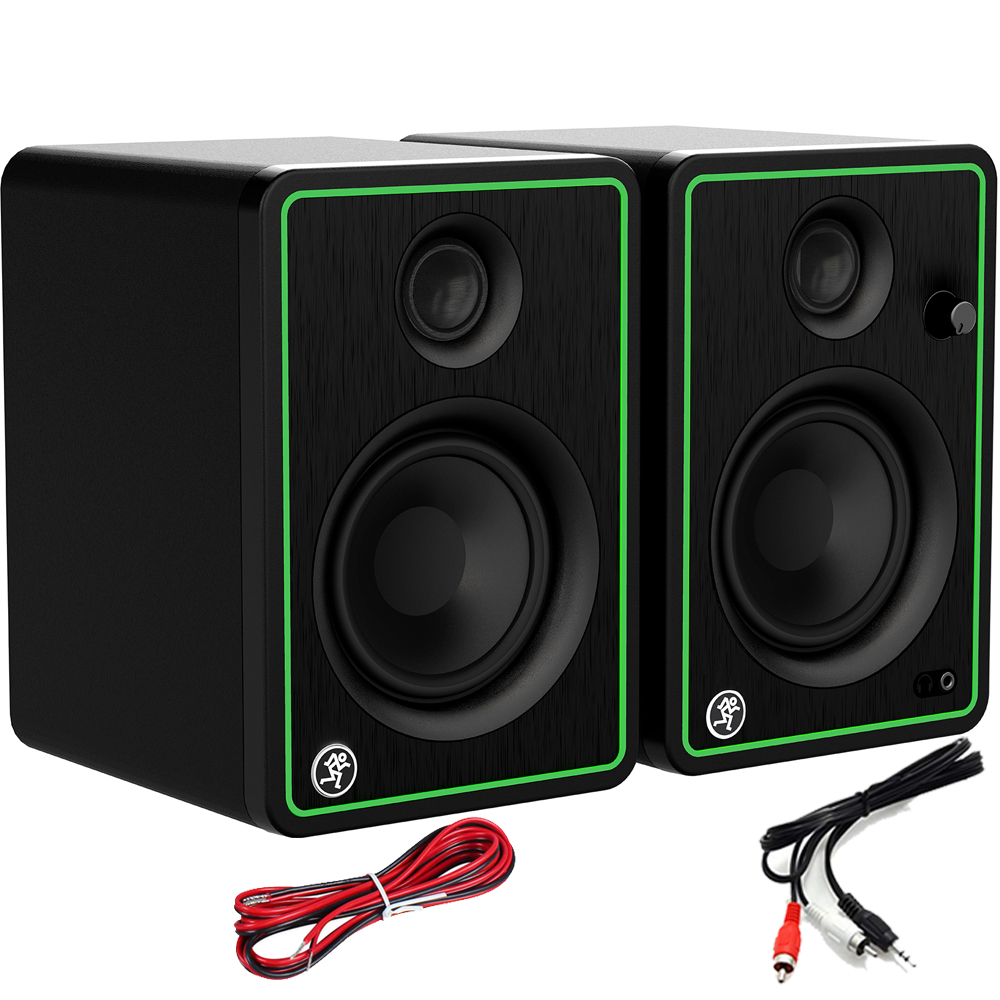 Mackie CR4X-BT Active DJ Speakers With Bluetooth + Cables Bundle