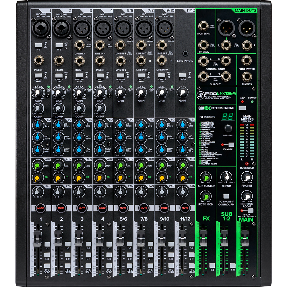 Mackie ProFX12v3, 12-Channel Pro Effects USB Mixer