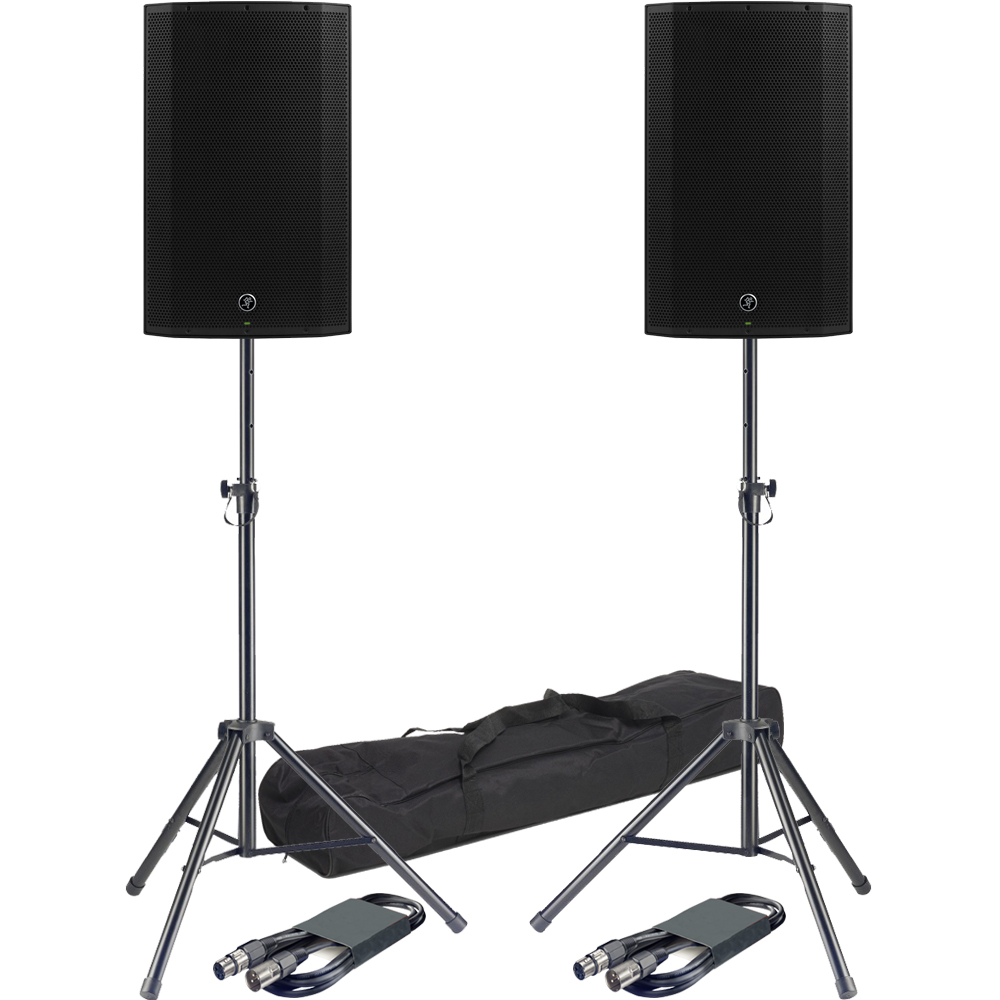 Mackie Thump 15A PA Speakers + Stands & Leads Bundle Deal
