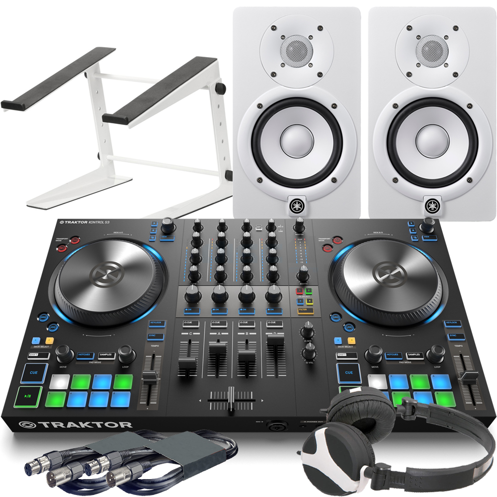 NI Traktor Kontrol S3 + White Yamaha HS5, Laptop Stand