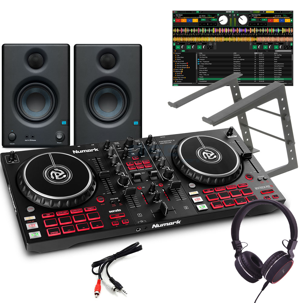 Numark Mixtrack Pro FX, PreSonus Eris E3.5, Laptop Stand + Headphones