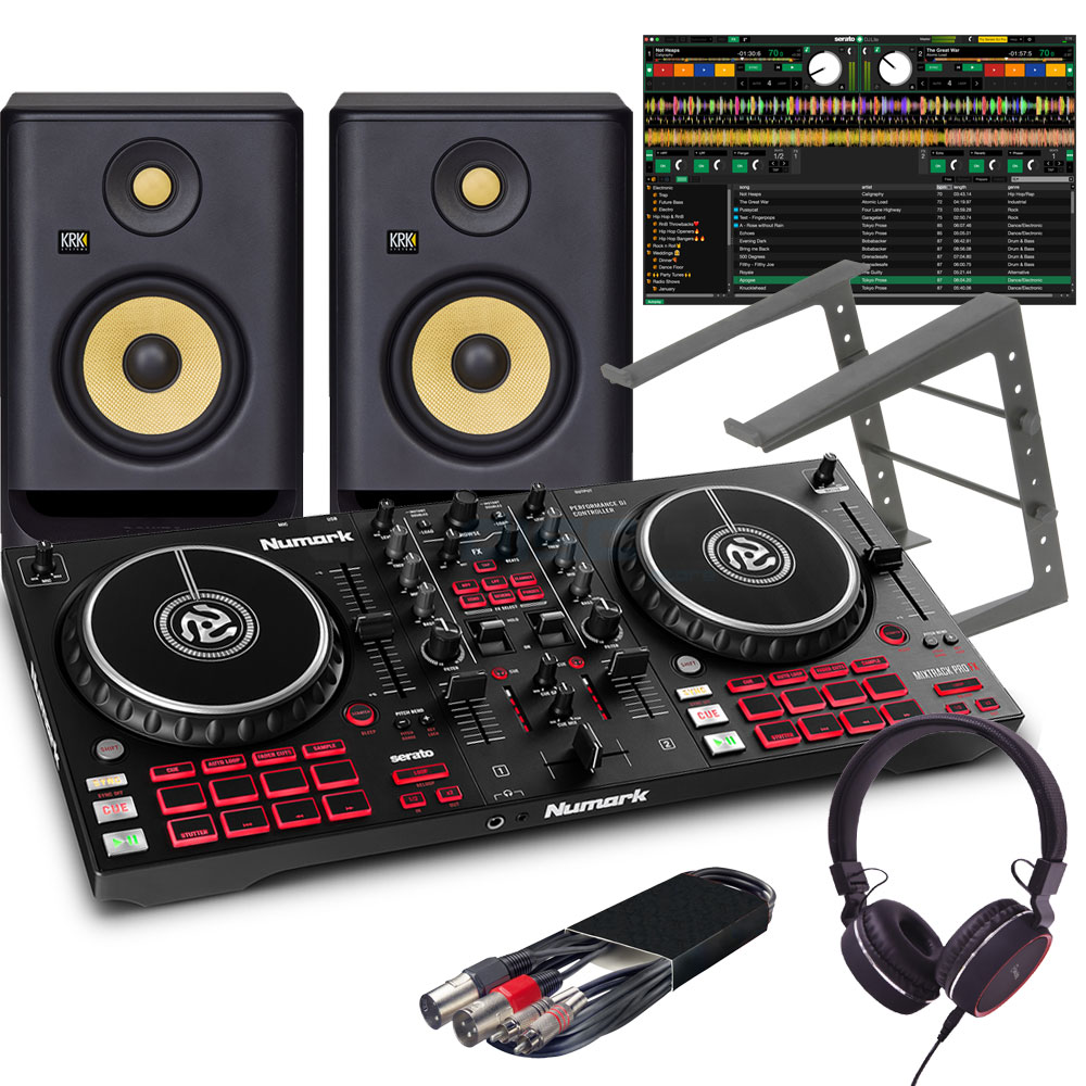 Numark Mixtrack Pro FX, KRK RP5 G4 Speakers, Laptop Stand & Headphones