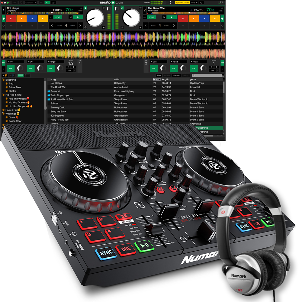 Numark Party Mix Live + HF125 Headphones Bundle