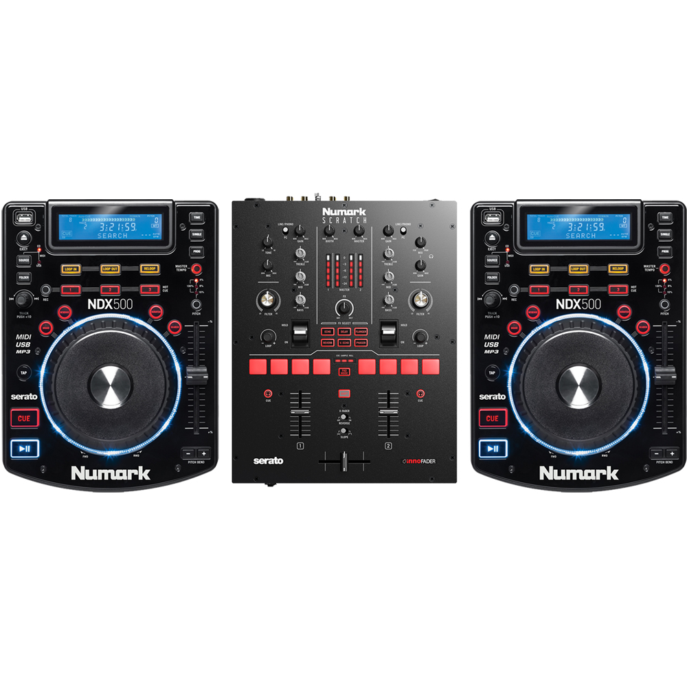 Numark Scratch Mixer, NDX500 Media Players + Serato DJ Pro Software