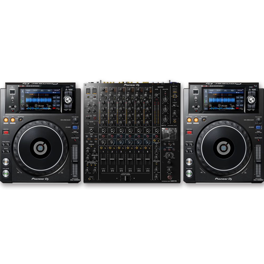 Pioneer DJ XDJ-1000 MK2 (Pair) + DJM-V10 Mixer Bundle Deal