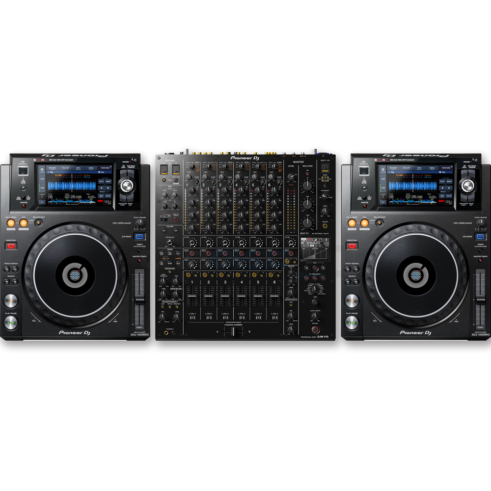 Pioneer XDJ-1000 MK2 (Pair) + DJM-V10 Mixer Bundle Deal - The Disc