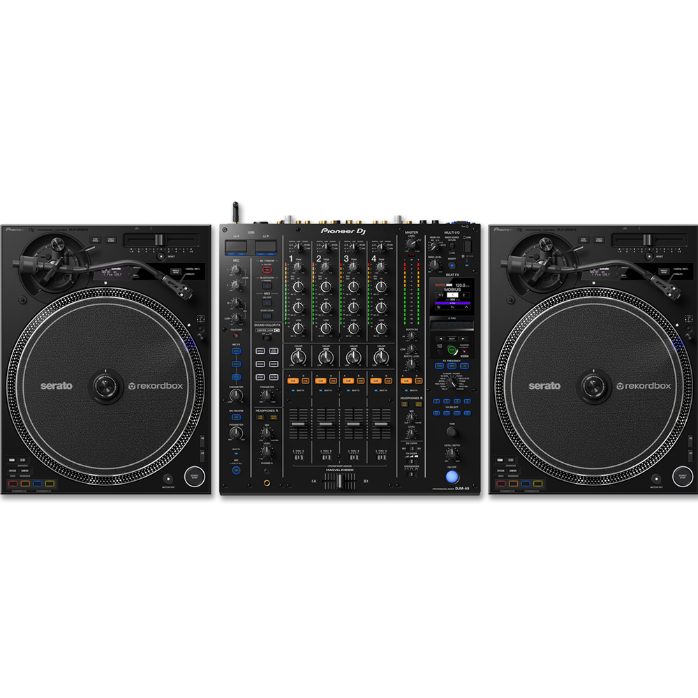 Pioneer DJ 2x PLX-CRSS12 Turntables & DJM-A9 Mixer Bundle