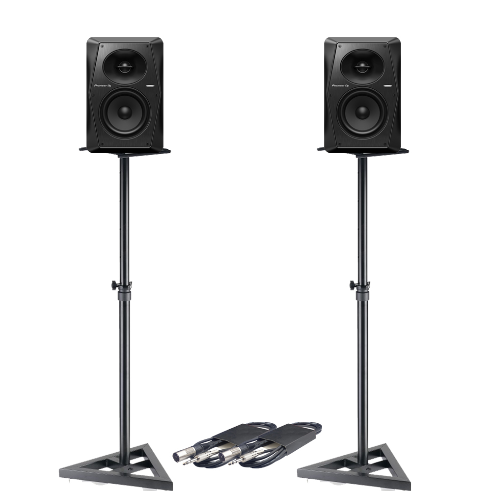 Pioneer DJ VM-50 Active DJ Speakers (Pair) + Stands & Cables Bundle Deal