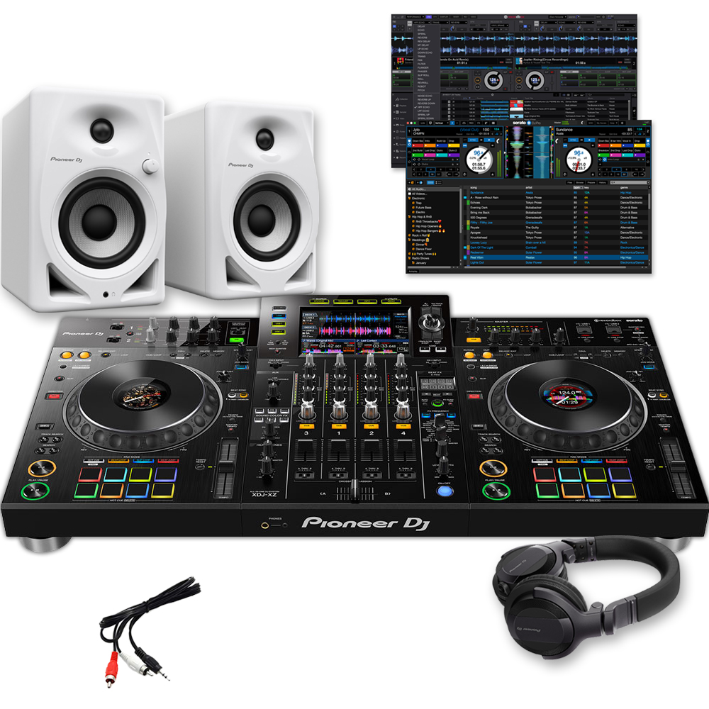 Pioneer DJ XDJ-XZ + DM-40D White Speakers & HDJ-CUE1 Headphones Bundle