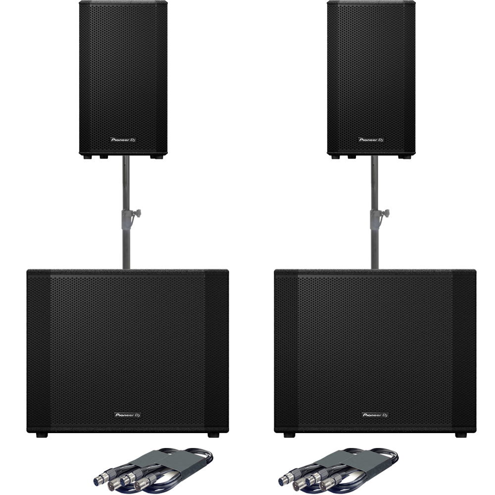 Pioneer DJ 2x XPRS122 + 2x XPRS1182ST + Poles & Leads Bundle Deal
