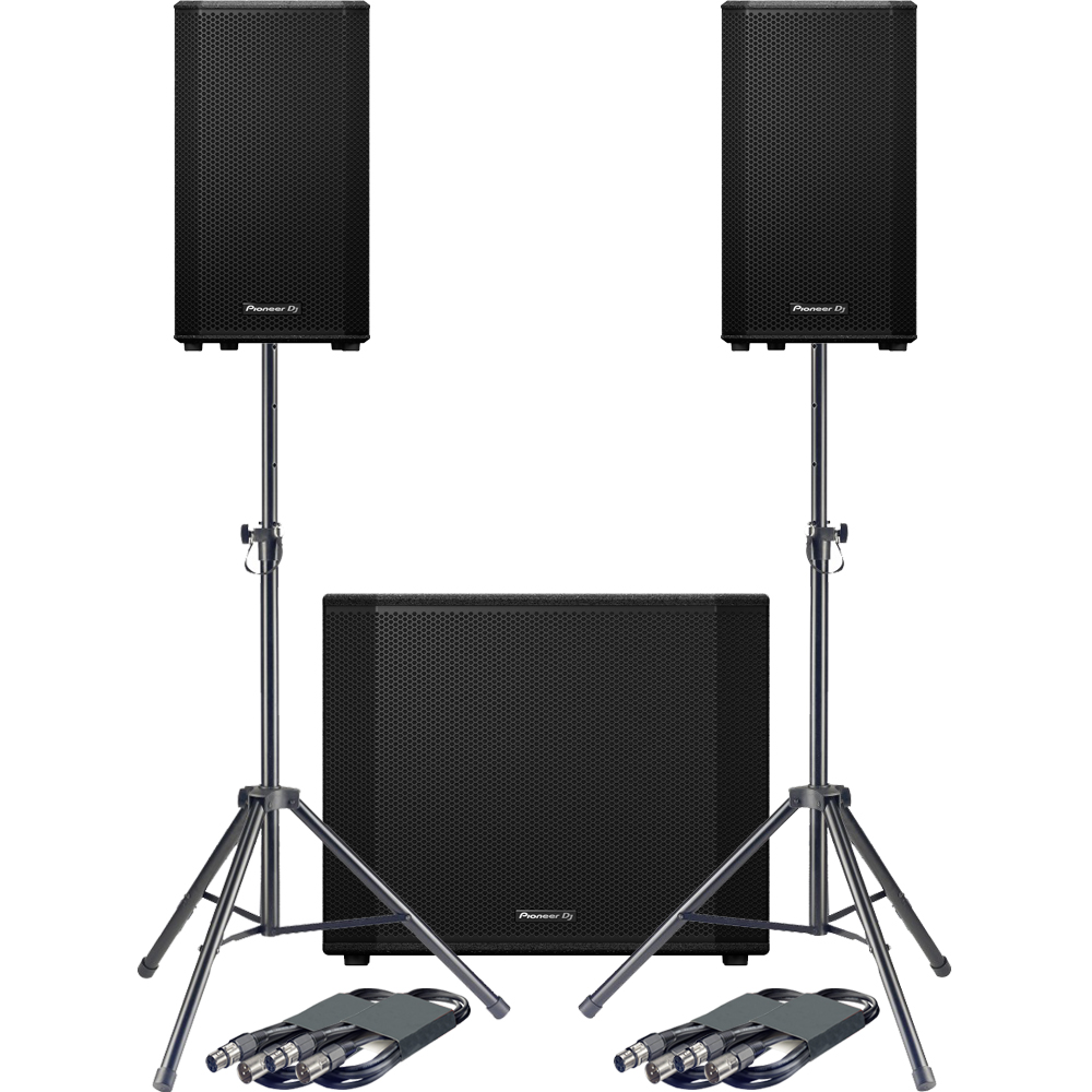 Pioneer DJ XPRS122 + XPRS1182ST + Tripod Stands & Leads Bundle Deal