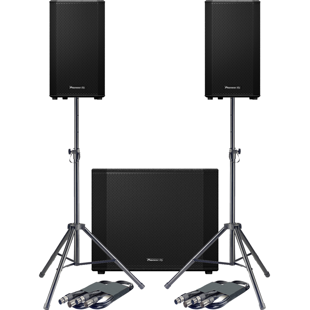 Pioneer DJ XPRS152 + XPRS1182ST + Tripod Stands & Leads Bundle Deal