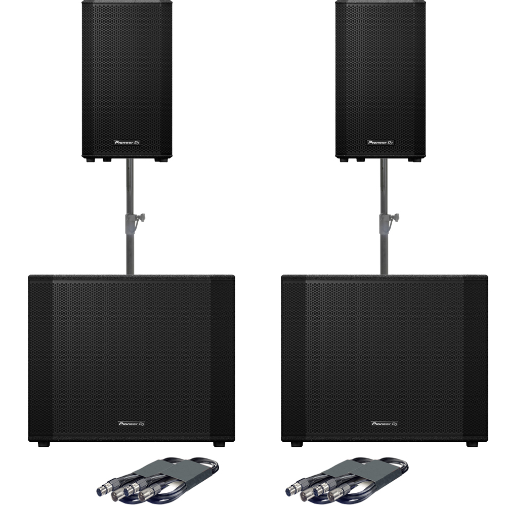 Pioneer DJ 2x XPRS152 + 2x XPRS1182ST + Poles & Leads Bundle Deal