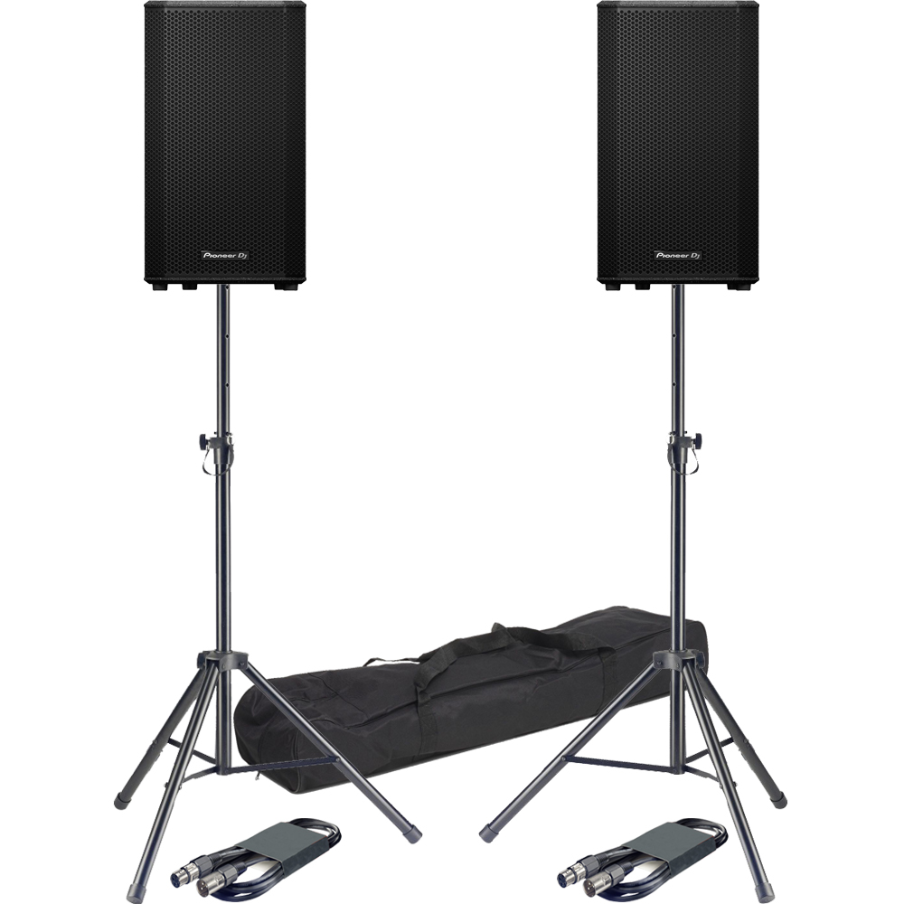 Pioneer DJ XPRS152, 15" Active PA Speakers + Tripod Stands & Leads Bundle Deal